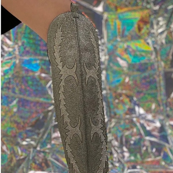 KatyannaTwo Rhinestone Embellished Over-the-Knee Western Dress Boots - Picture 2 of 3